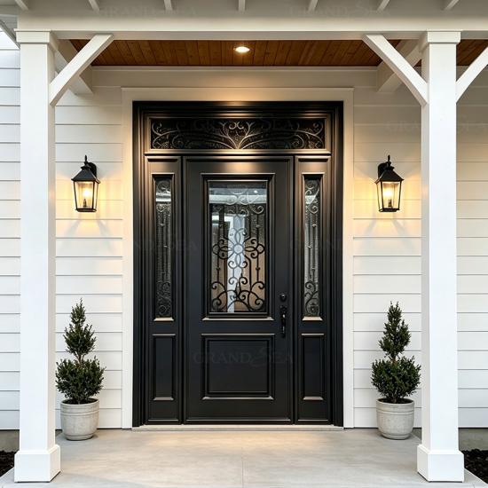 entry door with wrought iron
