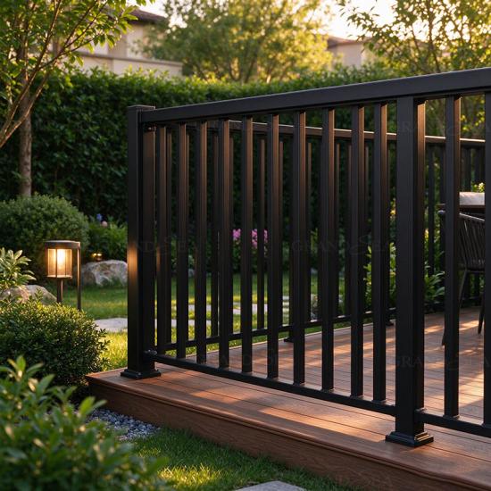 black aluminum deck railing
