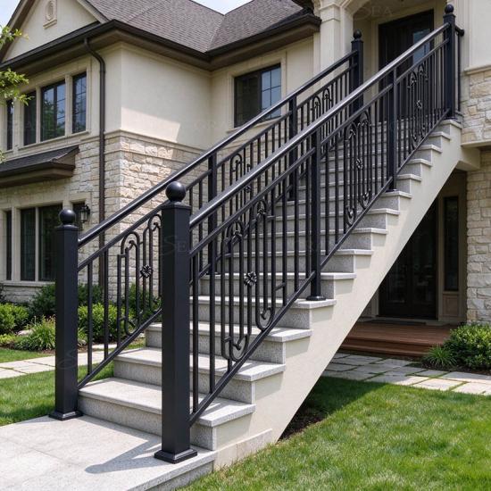 black aluminum deck railing