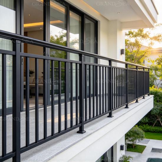 black aluminum deck railing